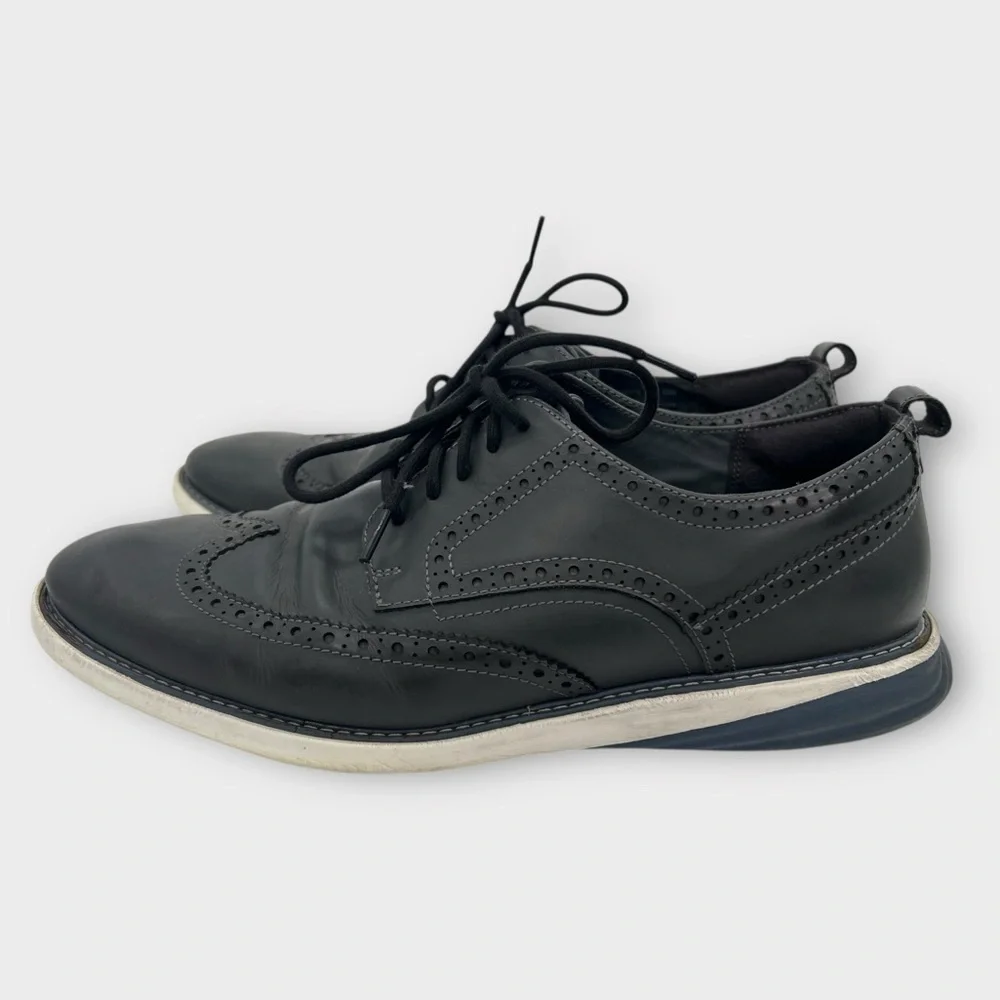 Cole Haan Black Oxford Dress Shoes with White Sole Mens Size 13 Fair Condition‎